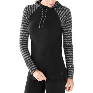 Smartwool Womens Thermal Merino Wool Drape Neck Hoodie S Black Outdoor Hiking